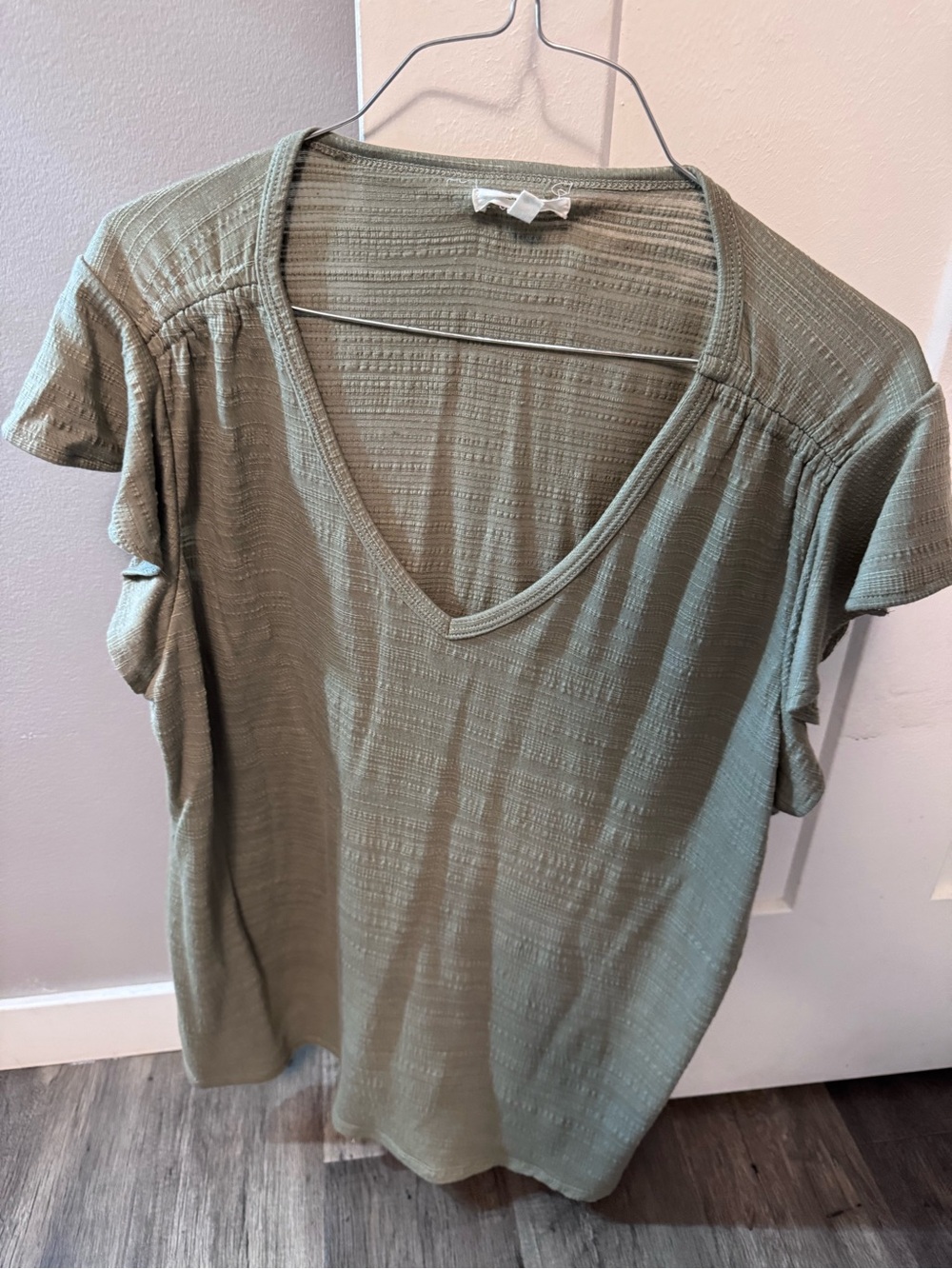 Maurices Olive Green V-Neck Short Sleeve Top